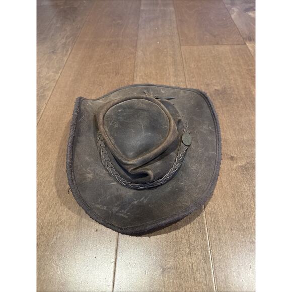 Barmah Kangaroo Leather Hat Brown Medium Made in Australia 1024 - Picture 3 of 6